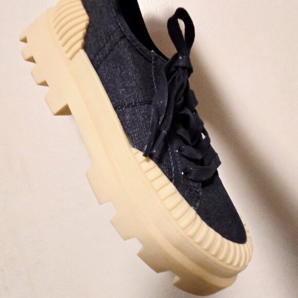 JOE FRESH Women's Denim Platform Sneakers w/Cream Lug Sole - Navy/Cream - Sze 8M - Picture 10 of 13